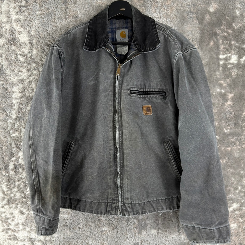 Carhartt Size Medium J97 MTL Detroit Canvas Work Jacket Gray Blanket Lined Chore